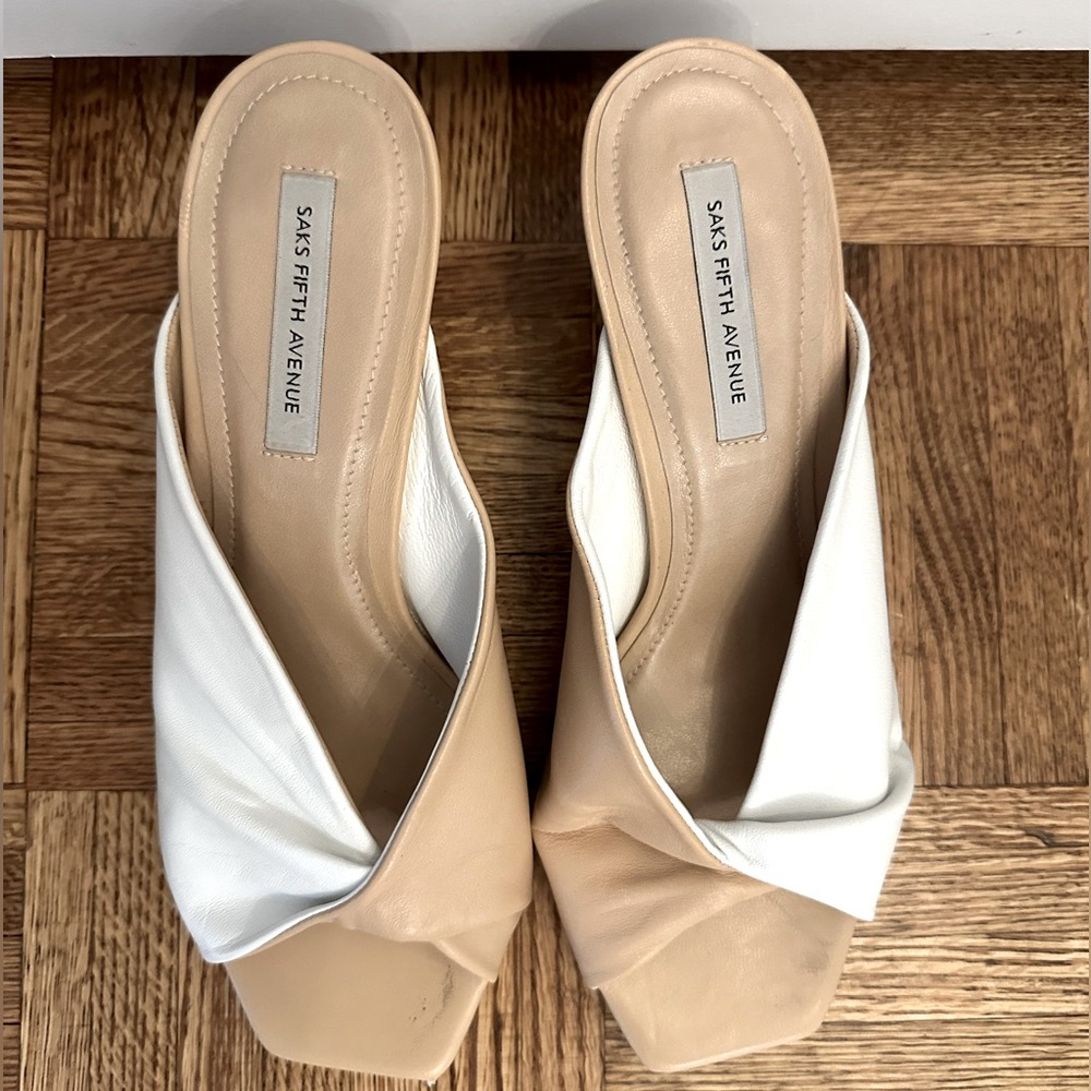 Gently used Saks Fifth Avenue kitten open toe sandals
